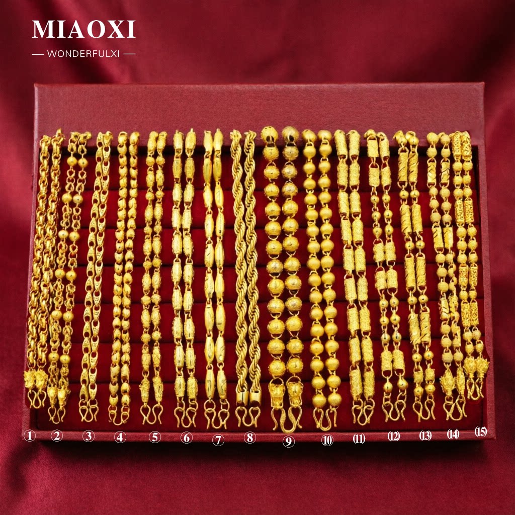 沙金项链网红同款男女个性新款久不掉色越南合金镀金仿真黄金饰品