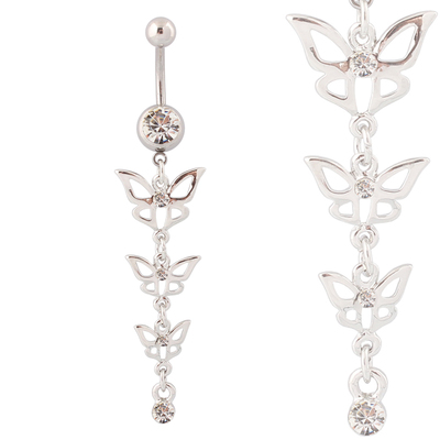 肚脐钉性感蝴蝶肚脐环防过敏医用钢粗针脐不过敏扣人体穿刺饰品