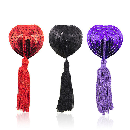 人体饰品乳头贴饰无需穿孔桃心心形流苏一对的价格 Nipple rings