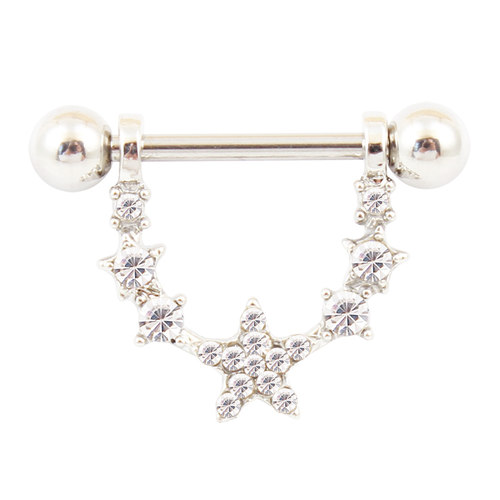 乳环星星防过敏医用钢粗杆穿刺针乳钉饰品一只的价格 nipple ring