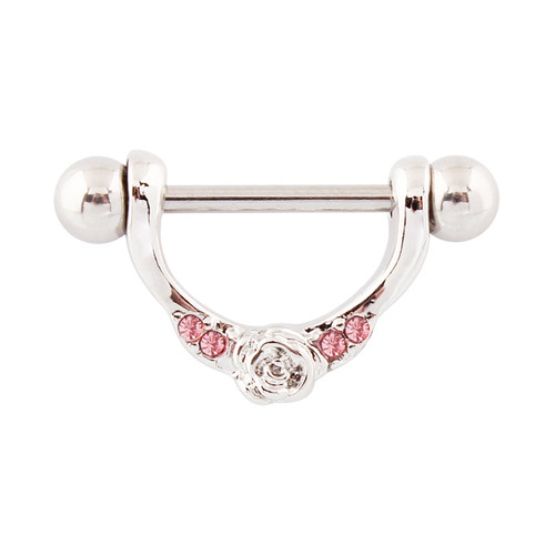 乳环防过敏医用不锈钢粗针人体穿刺玫瑰花乳钉乳扣饰品一只的价格