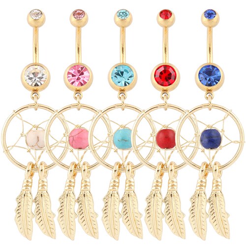 追梦人肚脐环肚脐扣肚脐钉 dream catcher belly ring piercing
