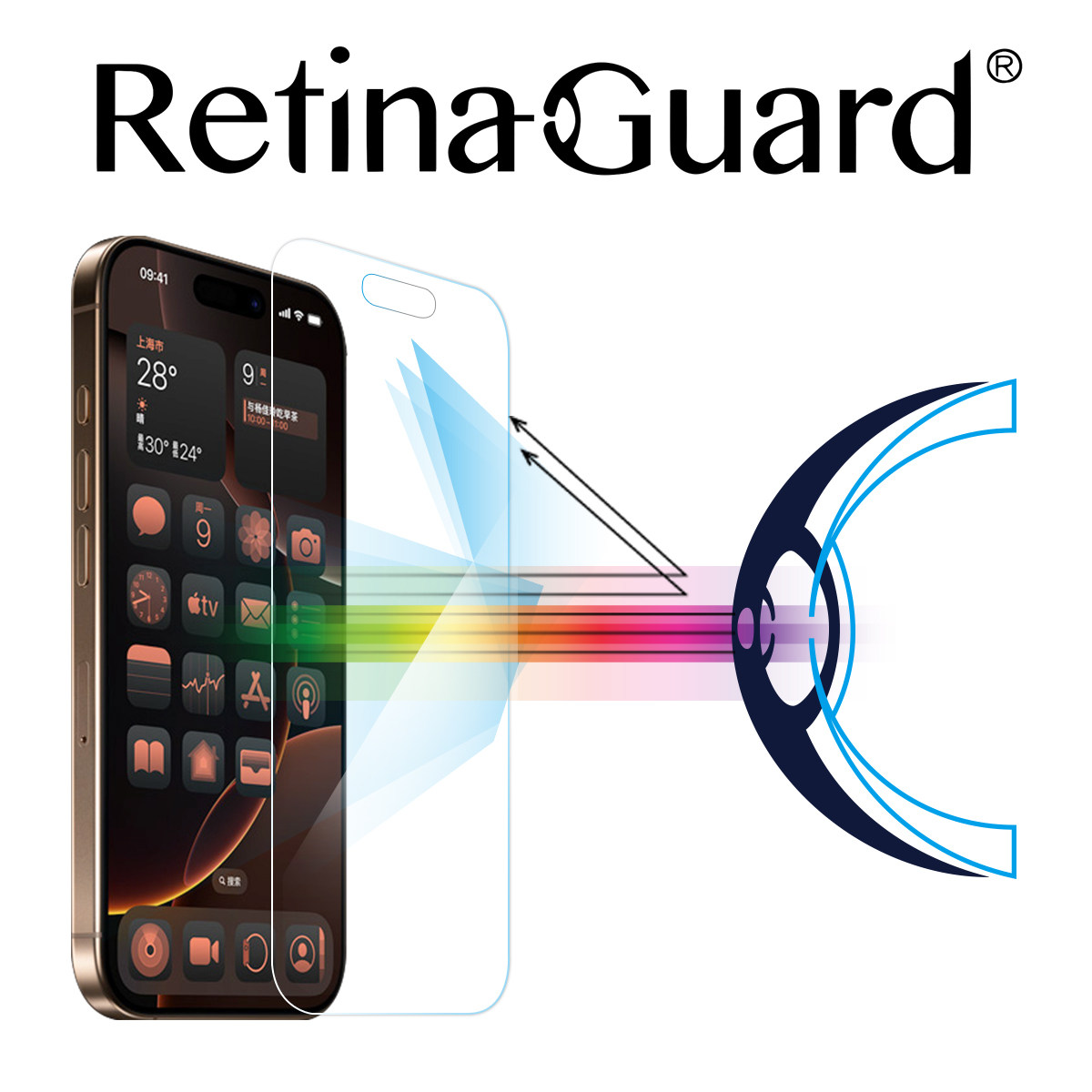 台湾RetinaGuard视网盾苹果新款iPhone16Pro Max护眼防蓝光玻璃膜iPhone16全系列全屏保护膜