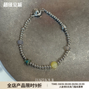 WAY MOON原创设计天然石高级感简约森系银色灰玛瑙手链手串