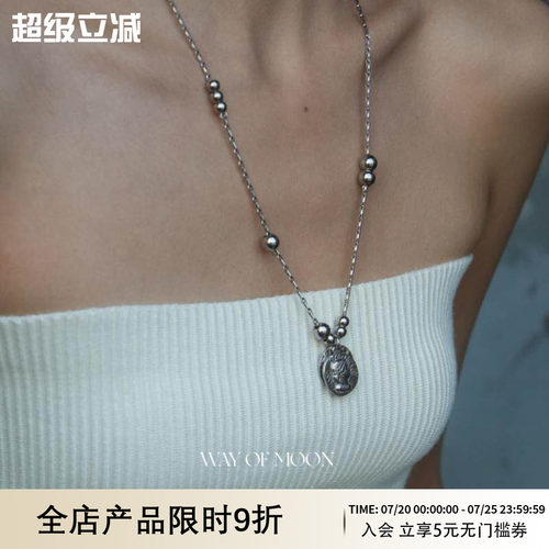 WAY OF MOON原创复古莫比乌斯环圆形长款毛衣项链高档时尚锁骨链