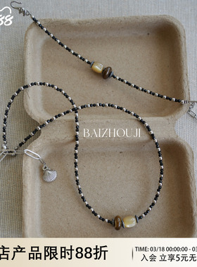 WAYOFMOON小众黑色尖晶石项链