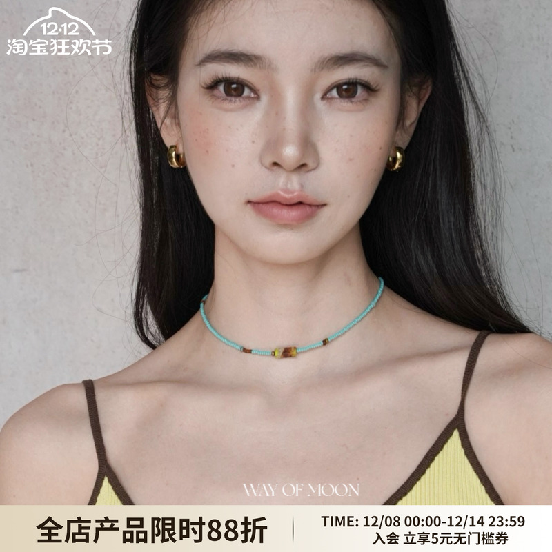 WAYOFMOON蓝松石小众复古项链