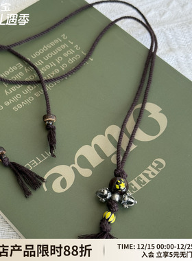 WAY OF MOON原创设计波西米亚风复古流苏方絮调节项链