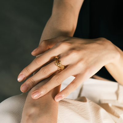 森制SHINSEI巴洛克雕纹纯银戒指