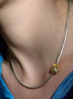 【森制SHINSEI官方】原创雕纹抽拉分色镀金项链 原创纯银