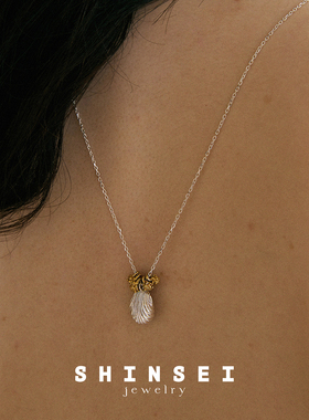 【森制SHINSEI官方】原创奶油贝壳分色项链 锁骨链  纯银