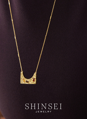 天然红棕系宝石长毛衣链