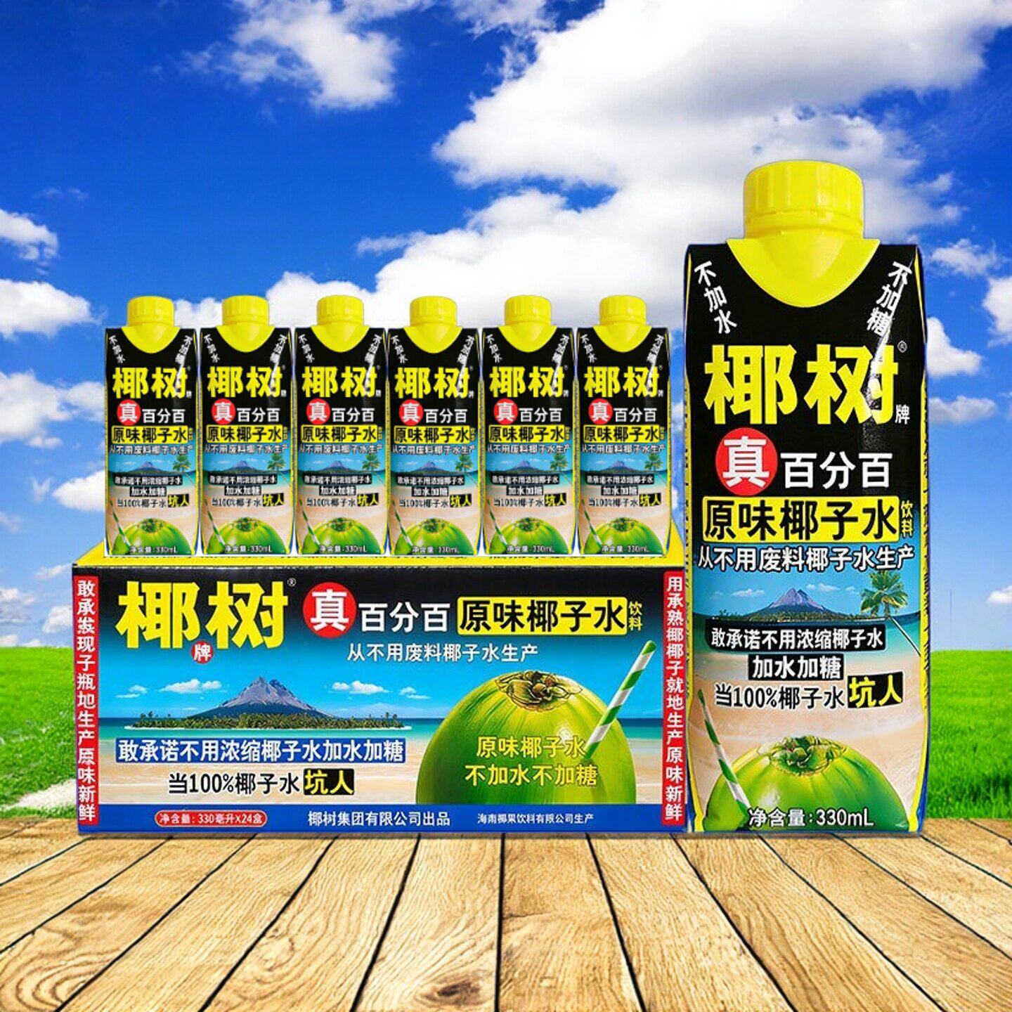 椰树牌椰子水330ml*6/24盒小瓶饮料整箱装海南特产百分百纯椰子水