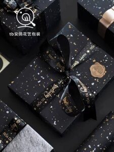 加大加厚黑色包装纸洒金洒银点礼物包装纸大尺寸礼品纸生日礼物纸
