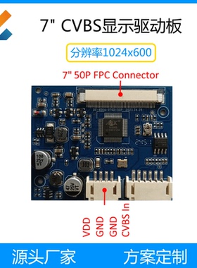 7寸1024x600 LCD液晶屏显示驱动板楼宇对讲可视门铃倒车后视CVBS