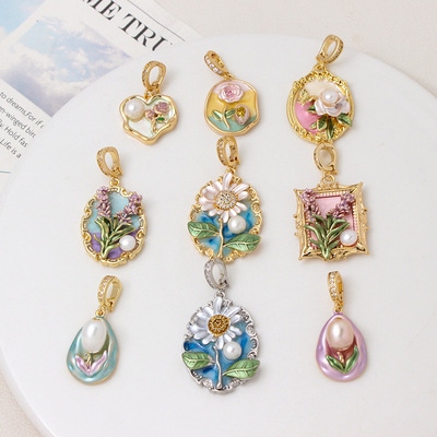 莫奈花园天然珍珠项链太阳花吊坠