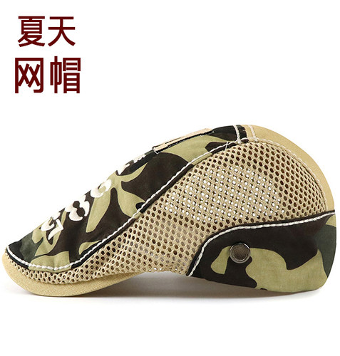 高档刺绣夏天透气网帽帅气贝雷帽
