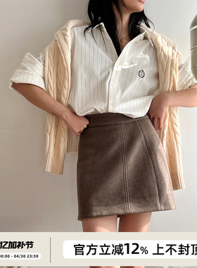 SOTHEA 今季大热B入款时髦刺绣条纹衬衫/韩国进口厚棉版