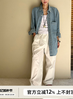 SOTHEA 时髦松弛感100全棉牛仔衬衫宽松oversize休闲薄款外套女春