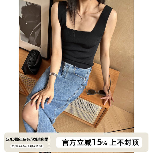 凉感方领背心时髦Viscose