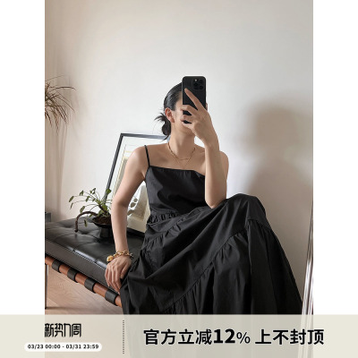 夏季新款女神全棉露背吊带连衣裙