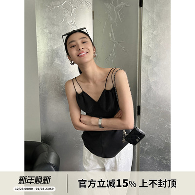 两穿露背V领吊带桑蚕丝肩带可调