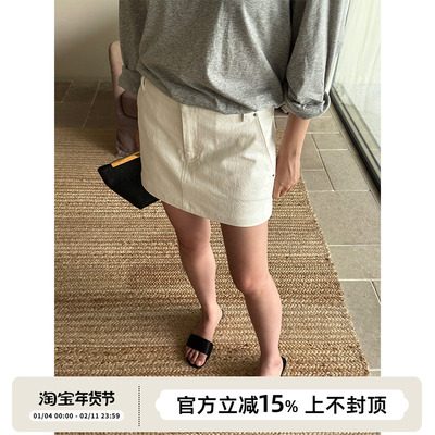 SOTHEA 2025年韩国进口荃棉假两件牛仔短裤裙裤超短包臀半身裙女