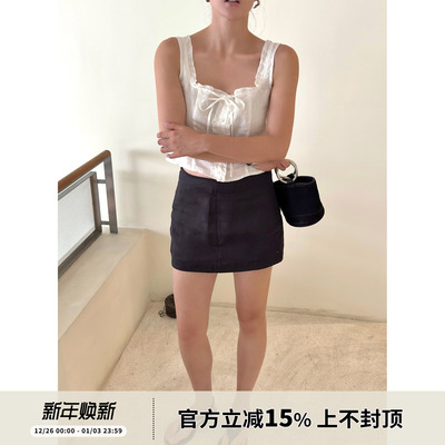 SOTHEA 法式花边拼接短款小马甲叠穿无袖吊带夏季性感外穿上衣