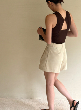 SOTHEA 法式岌简 2025年夏季弹力修身针织圆领露背背心无袖上衣