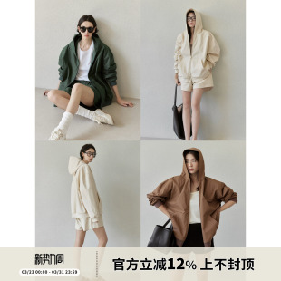 套装 短裤 女 洗水棉重工连帽休闲短外套夹克衫 SOTHEA秋季