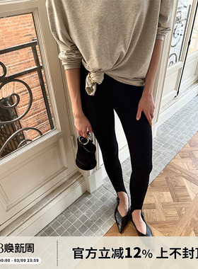 SOTHEA 时髦春秋打底Bi备显瘦弹力黑色紧身高腰外穿踩脚打底裤女