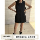 韩国进口斜纹棉花苞型无袖 SOTHEA 精致小黑裙 高腰优雅马甲连衣裙