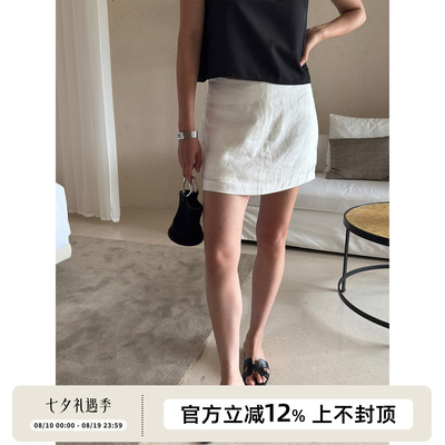 SOTHEA 夏日轻盈透气 2026年夏季法式亚麻中腰迷你短款假两件裙裤