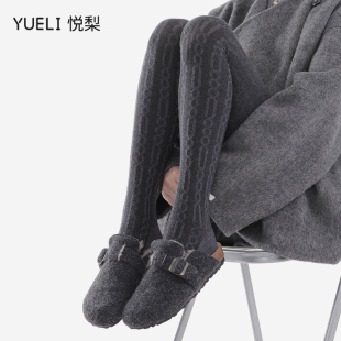 韩系氛围感初冬穿搭深灰色打底裤秋冬链条纹打底袜弹力显瘦连裤袜