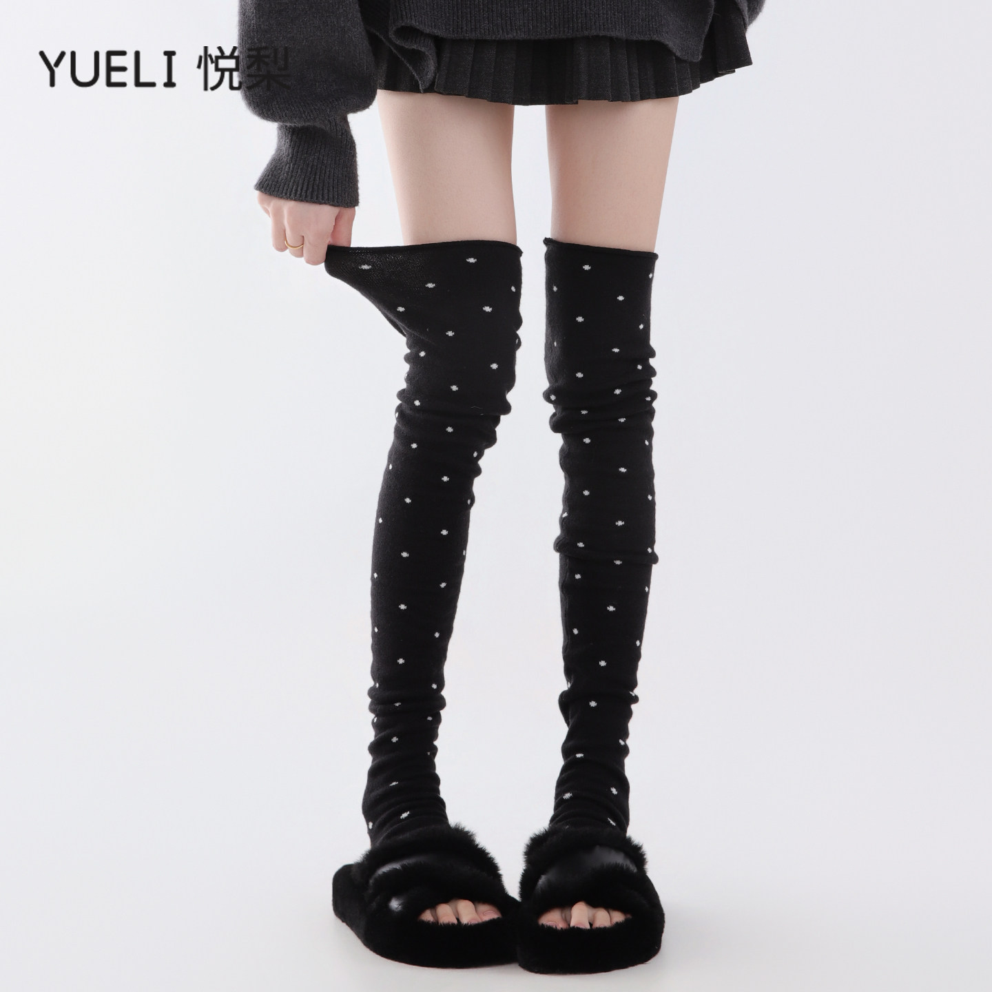 秋冬防寒波点过膝袜不连脚双层撞色长筒袜女恒温保暖显瘦堆堆袜套,女士内衣/男士内衣/家居服,长筒袜,淘宝优惠券,粉丝福利购,淘宝优惠卷