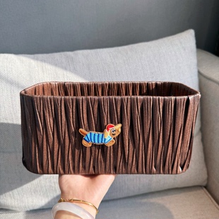 仿藤编超好收纳ins质感复古桌面收纳盒家用宿舍化妆品杂物收纳筐