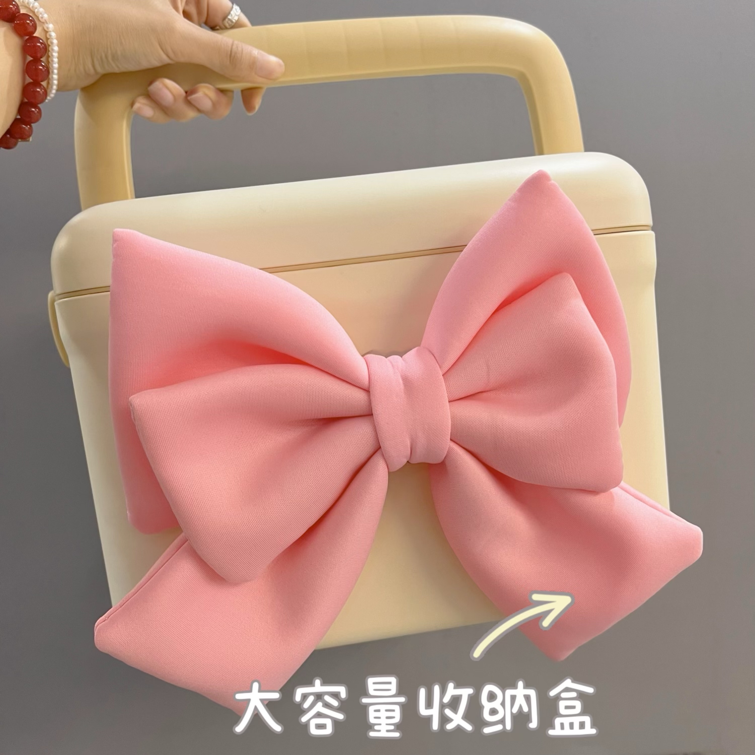 pp大容量发饰盒奶油风蝴蝶结