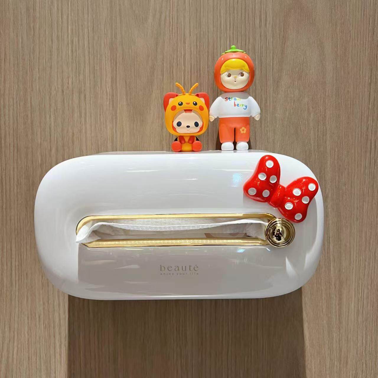 奶油风一次性洗脸巾收纳盒壁挂式两用卫生间浴室置物架抽纸纸巾盒