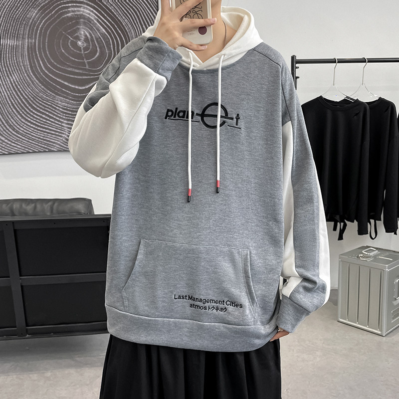 港风春秋冬季卫衣男连帽韩版刺绣宽松大码套头衫QT4066-WY056-P58图片