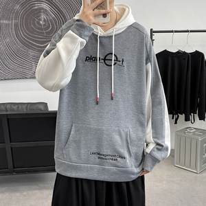港风春秋冬季卫衣男连帽韩版刺绣宽松大码套头衫QT4066-WY056-P58图片