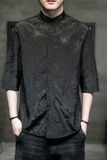 大码短袖衬衫免烫宽松潮花衣服夏休闲刺绣T恤QT4066-T2112，男装衬衫，电商A227