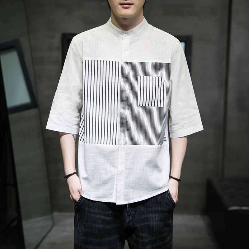 大码短袖衬衫免烫宽松潮中风夏休闲刺绣T恤QT4066-T2109-P55,男装衬衫,电商A227