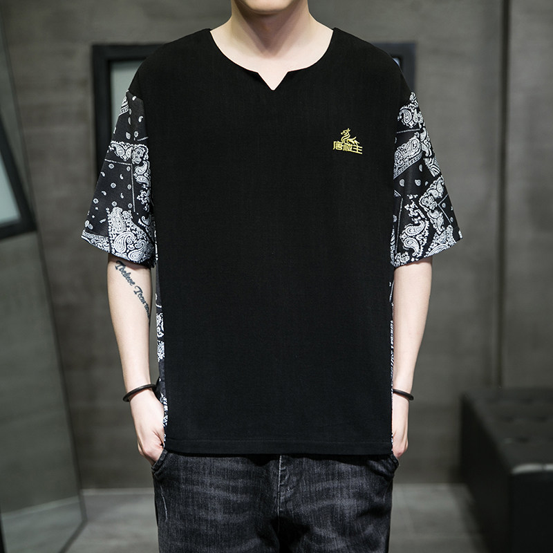 复古新款唐装夏季短袖T恤风汉服潮刺锈A227-T2107-P55,男装T恤,电商A227