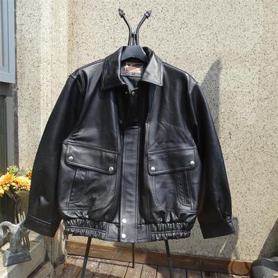 中性复古宽松廓形港风绵羊皮皮衣