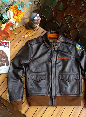 复刻Eastman16159大逃亡水洗做旧美式复古茶芯马皮皮衣A2飞行服男