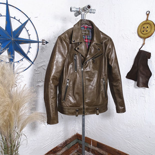 代工出口翻领斜拉修身 口碑之王 机车头层牛皮真皮皮衣男皮夹克