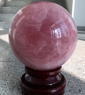 天然粉水晶球摆件巴西粉晶圆球粉水晶招桃花旺人缘19cm.10kg