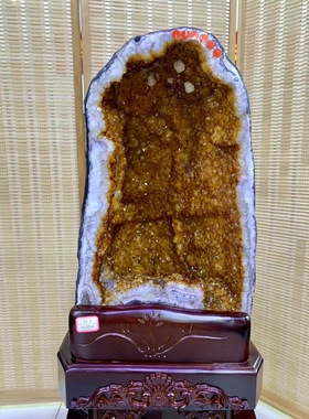 天然黄水晶洞黄晶原石洞矿物晶体奇石摆件聚宝盆对洞65.2kg