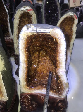 天然黄水晶洞摆件巴西黄晶簇黄晶洞聚宝盆摆件黄晶原石28.35公斤