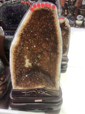 天然黄水晶洞摆件玛瑙洞钱袋子巴西聚宝盆黄水晶洞原石17.6公斤